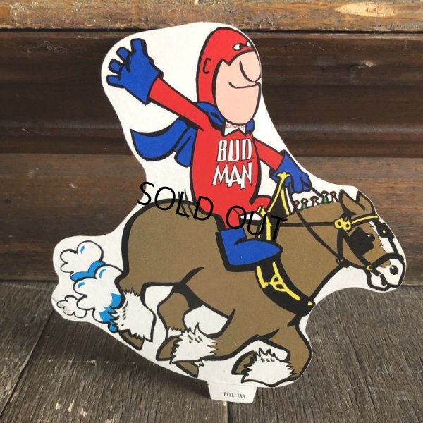 画像1: 70s Vintage Budweiser Bud Man Mighty Malt Sticker Decal (S849）