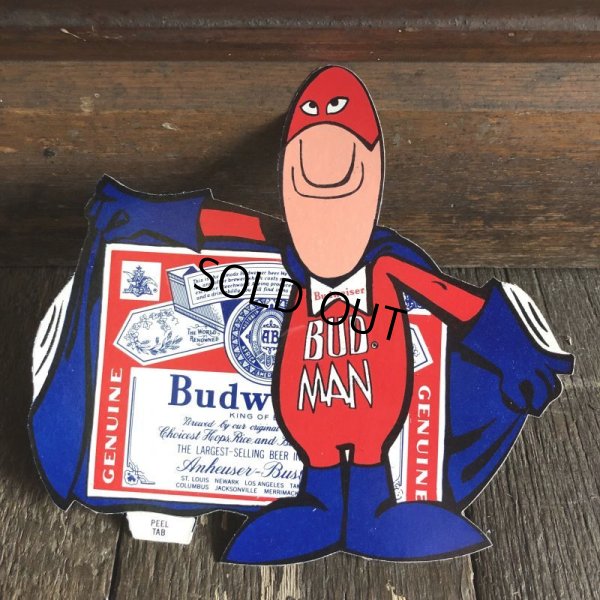 画像1: 70s Vintage Budweiser Bud Man Sticker Decal (S861）