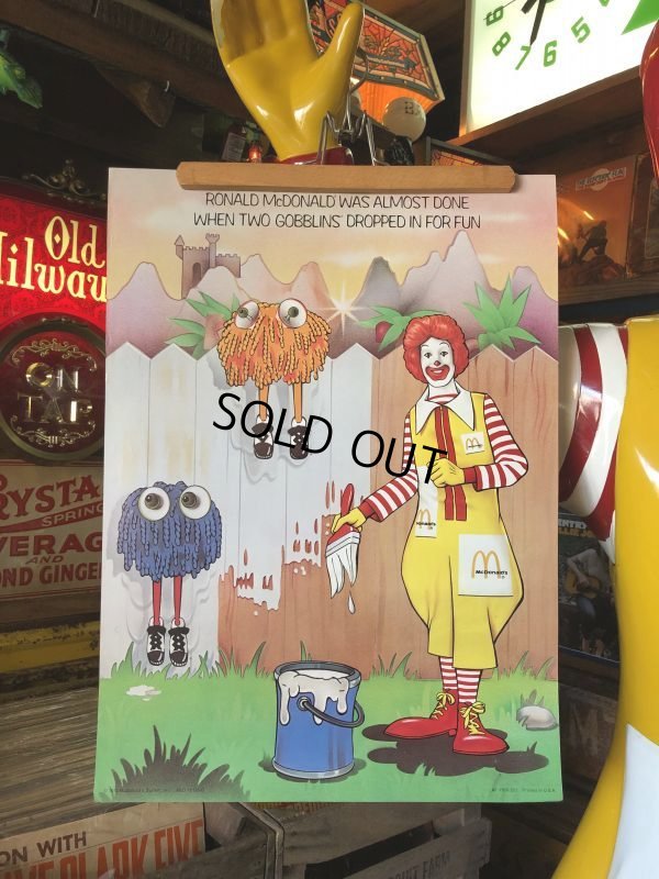 画像1: 70s Vintage McDonalds Poster Sign Ronald McDonald & Fry Kids (S903) 