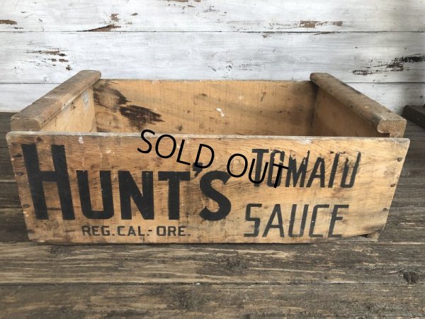 画像1: Vintage Hunt's Tomato Sauce Wooden Crate Box (S908)