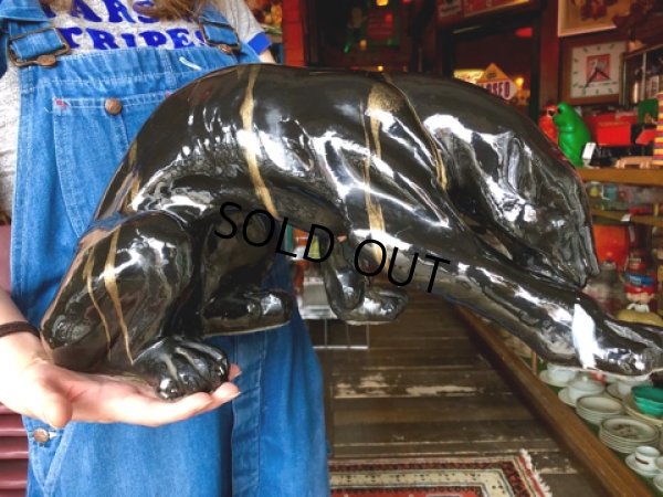 画像11: 50s Mid Century Ceramic Black Panther Deco Big Size Statue (S913)