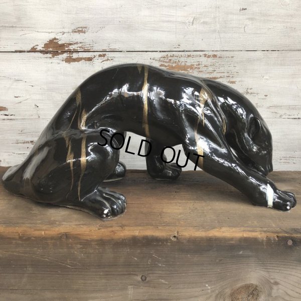 画像5: 50s Mid Century Ceramic Black Panther Deco Big Size Statue (S913)