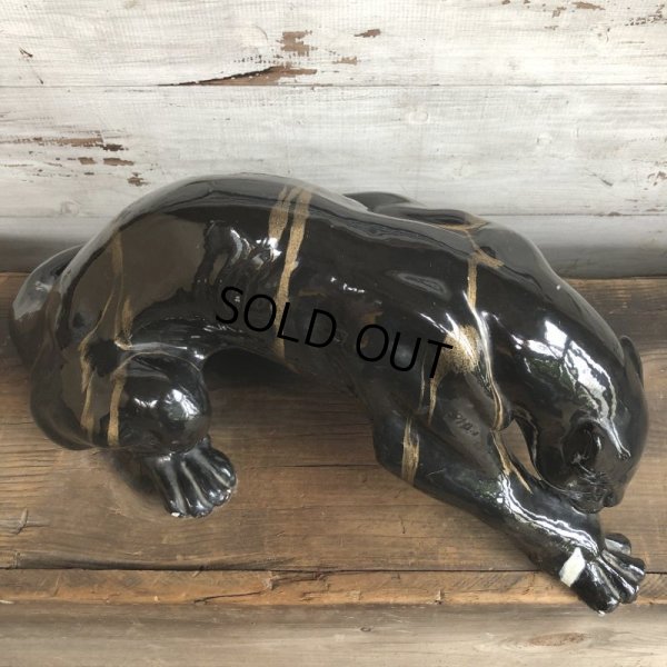 画像4: 50s Mid Century Ceramic Black Panther Deco Big Size Statue (S913)