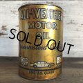 Vintage ALL-WEATHER MOTOR OIL Quart Oil can (S944) 