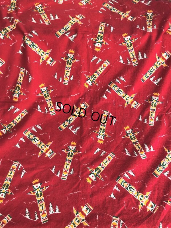 画像7: 50s Native-American Totem Pole Vintage Fabric (S955) 