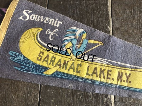 画像2: Vintage Native American Indian Souvenir Pennant Souvenir of SARANAC LAKE.N.Y. (S961) 