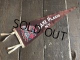 Vintage Native American Indian Souvenir Pennant LAKE PLACID N.Y. (S957) 