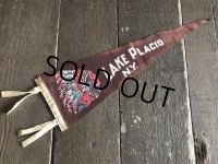 Vintage Native American Indian Souvenir Pennant LAKE PLACID N.Y. (S957) 