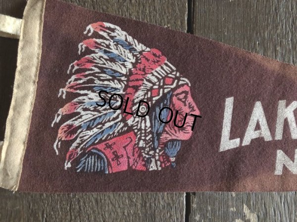 画像2: Vintage Native American Indian Souvenir Pennant LAKE PLACID N.Y. (S957) 