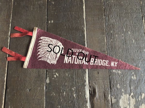 画像1: Vintage Native American Indian Souvenir Pennant SOUVENIR OF NATURAL BRIDGE.N.Y. (S959) 