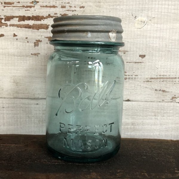 画像1: 30s Vintage Glass Ball Mason Jar 14cm (S990)