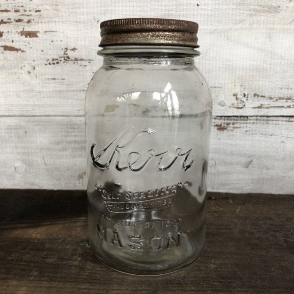 画像1: Vintage Glass Kerr Mason Jar 17.5cm (S996)