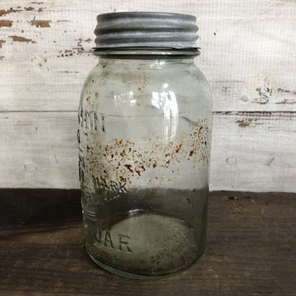 画像2: Vintage Glass Mission Mason Jar 17.5cm (S995)