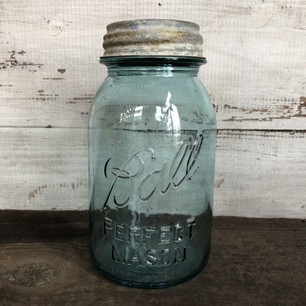 画像1: 30s Vintage Glass Ball Mason Jar 17.5cm (S987)