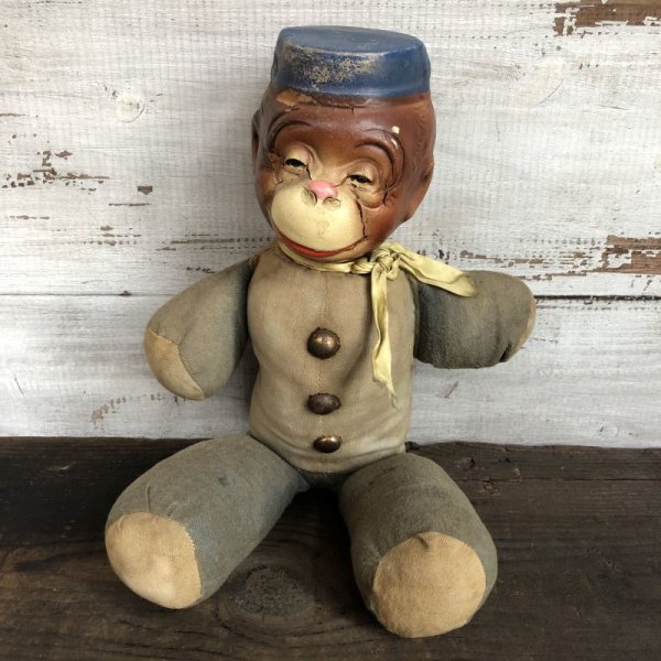 画像1: Vintage 1930s Monkey Bellhop Doll Composition (MA503)