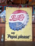 画像6: 50s 60s Vintage Pepsi Cola Say Pepsi Please Embossed Metal Sign (T115)