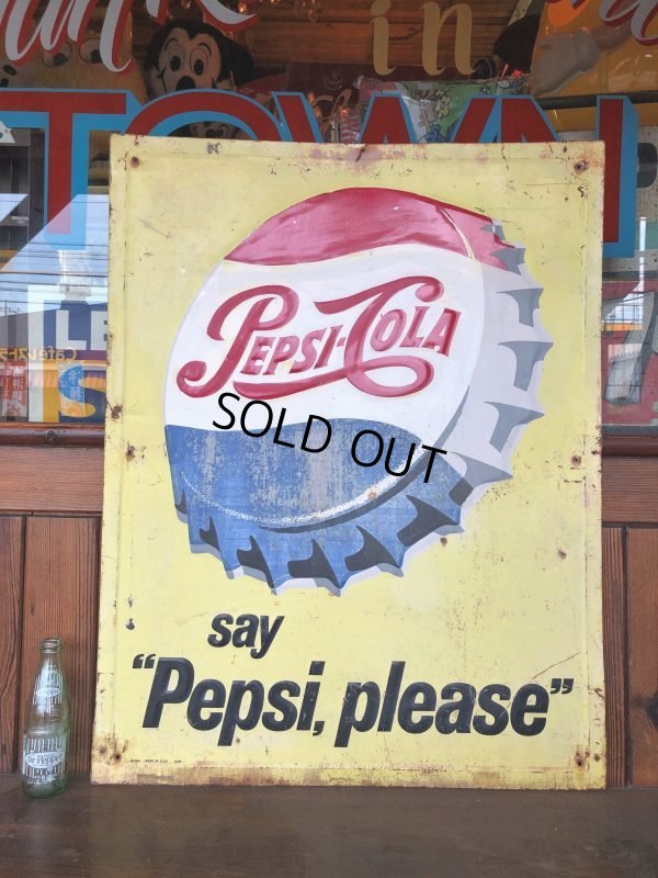 画像6: 50s 60s Vintage Pepsi Cola Say Pepsi Please Embossed Metal Sign (T115)