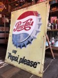 画像5: 50s 60s Vintage Pepsi Cola Say Pepsi Please Embossed Metal Sign (T115)