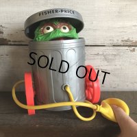 Vintage 1970s Sesame Street Pop Up Trash Can OSCAR  (T123)