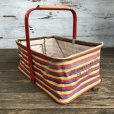 画像1: Vintage FOLD-AWAY Folding Grocery Store Basket (T133) (1)