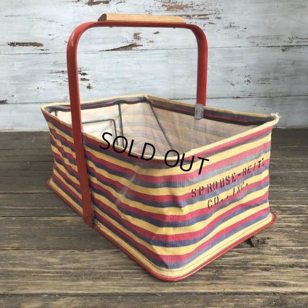 画像1: Vintage FOLD-AWAY Folding Grocery Store Basket (T133)