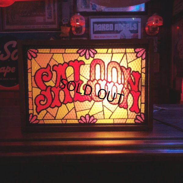 画像1: Vintage Saloon Lighted Stained Glass Bar Sign (T160)