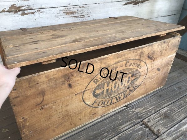 画像14: 1930s〜40s Vintage Hood Rubber Canvas Footwear Shoes Wooden Crate Box (T197) 