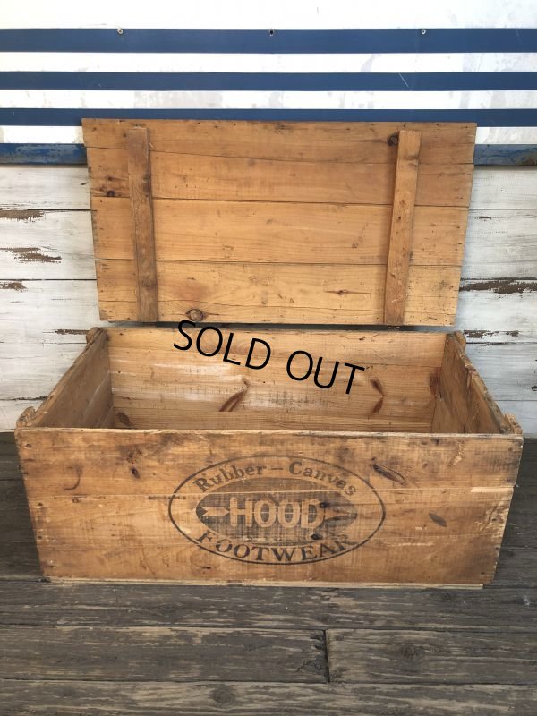 画像6: 1930s〜40s Vintage Hood Rubber Canvas Footwear Shoes Wooden Crate Box (T197) 