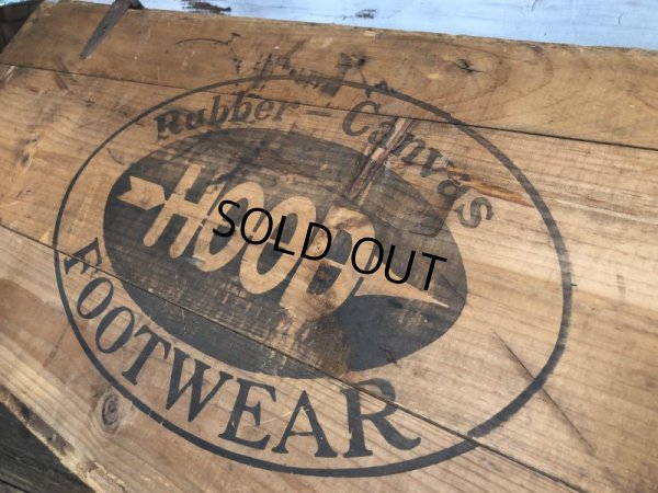 画像15: 1930s〜40s Vintage Hood Rubber Canvas Footwear Shoes Wooden Crate Box (T197) 
