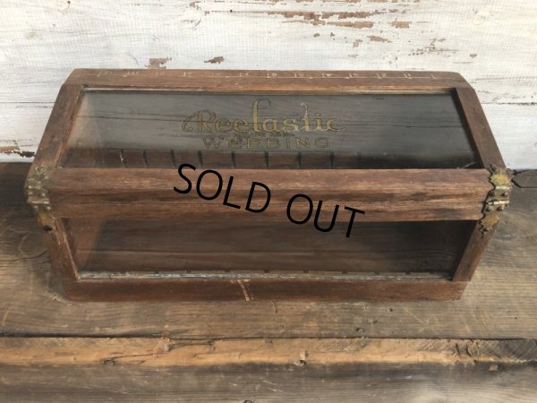 画像2: Vintage 1900s Reelastic Webbing Counter Display Wood Case (T193) 