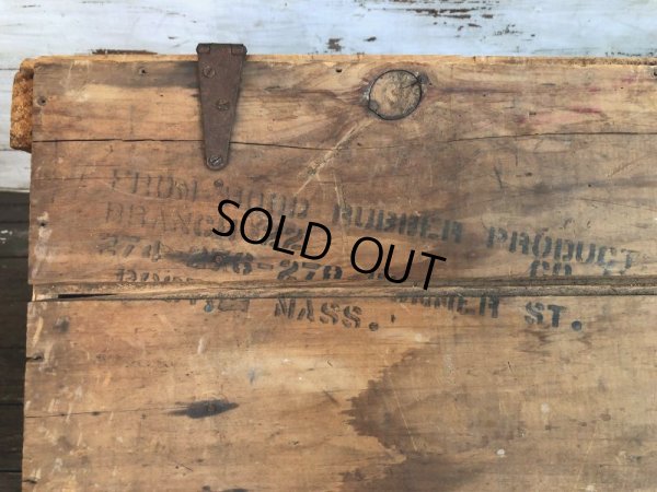 画像8: 1930s〜40s Vintage Hood Rubber Canvas Footwear Shoes Wooden Crate Box (T197) 