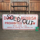 Vintage Road Sign DUMP NO RUBBISH (T226)