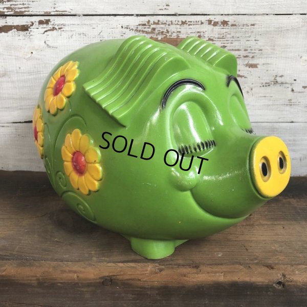 画像1: 70s Vintage Psychedelic Hippi Pig Piggy Bank BIG SIZE (T284)