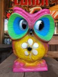 画像1: Vintage BDS Plastic Bank Psychedelic Hippie Owl Pink (T330)  (1)