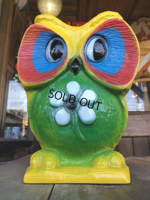 画像7: Vintage BDS Plastic Bank Psychedelic Hippie Owl Yellow (T331) 