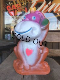 Vintage BDS Plastic Coin Bank Heart Monkey (T326) 