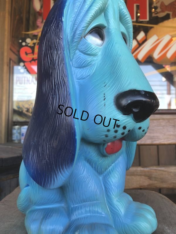 画像8: 70s Vintage NY Vinyl Plastic Dog Bank Basset hound Blue (T320) 