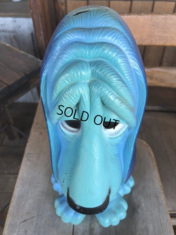 画像10: 70s Vintage NY Vinyl Plastic Dog Bank Basset hound Blue (T320) 