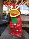 画像1: Vintage Psychedelic Hippie Frog Piggy Bank Red (T324)  (1)