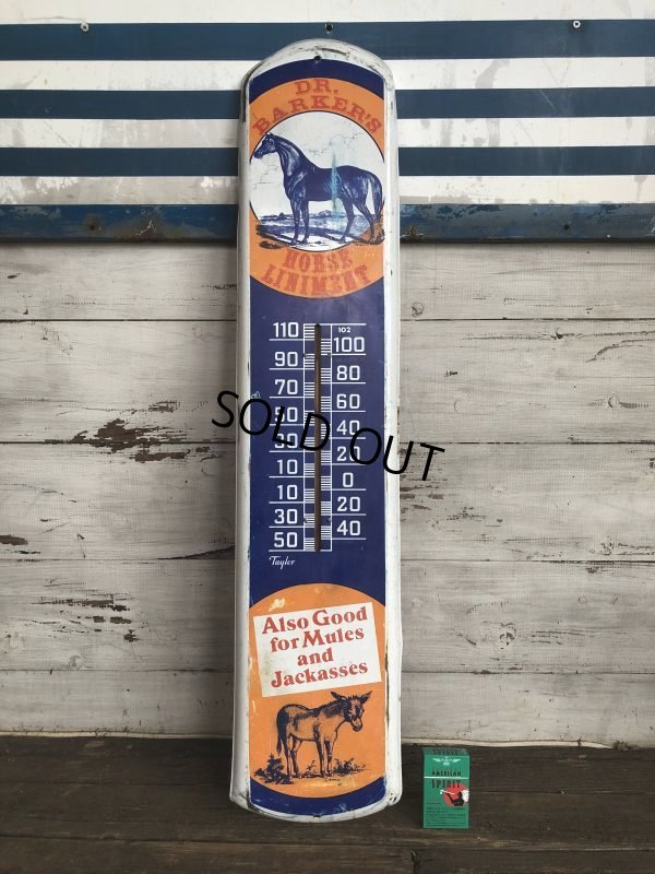 画像1: Vintage DR. BARKER'S HORSE LINIMENT Thermometer (T367) 　