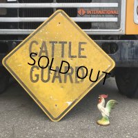 Vintage Road Sign CATTLE GUARD (T370)