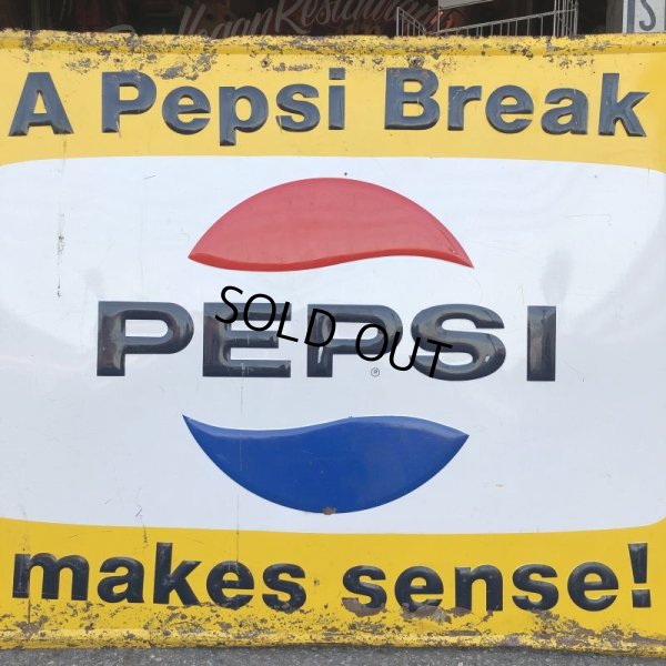 画像10: 60s Vintage Pepsi Cola A Pepsi Break Makes Sense! Embossed Metal Sign (T417)