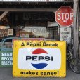 画像2: 60s Vintage Pepsi Cola A Pepsi Break Makes Sense! Embossed Metal Sign (T417) (2)