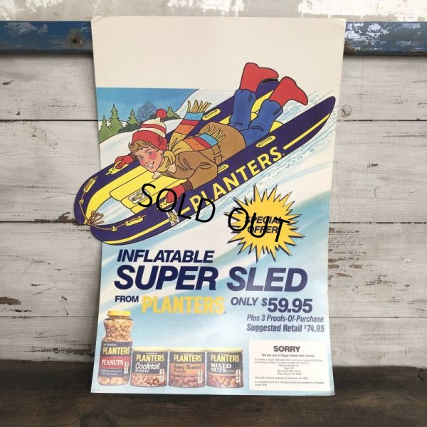 画像1: Vintage Planters Mr Peanut Store Display Poster Syper Sled (T436)