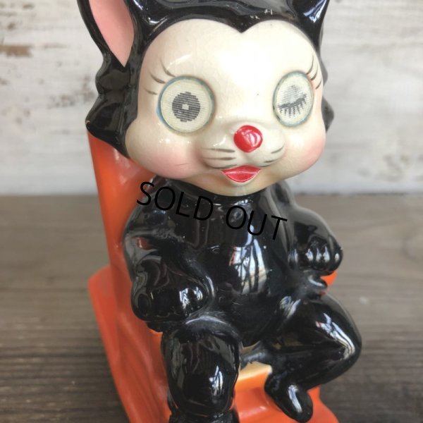 画像2: Vintage Ceramic Coin Bank CAT NAP Hologram Eyes (T514)