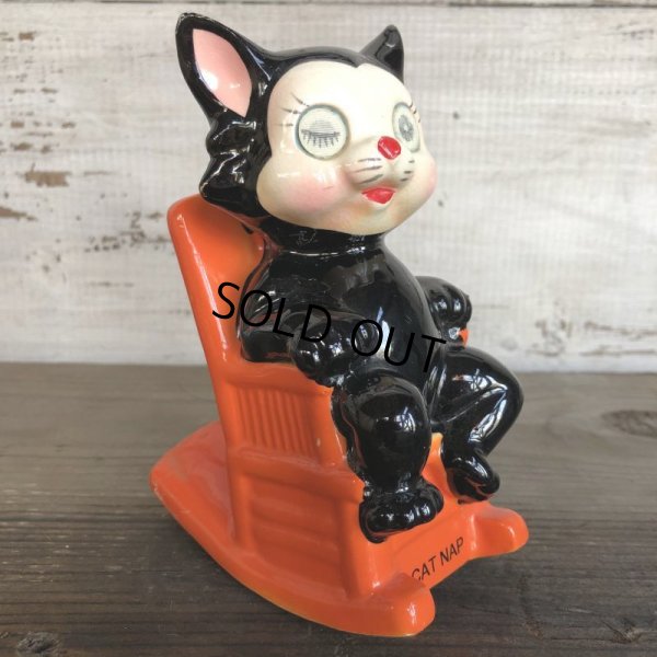 画像9: Vintage Ceramic Coin Bank CAT NAP Hologram Eyes (T514)