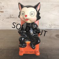 Vintage Ceramic Coin Bank CAT NAP Hologram Eyes (T514)