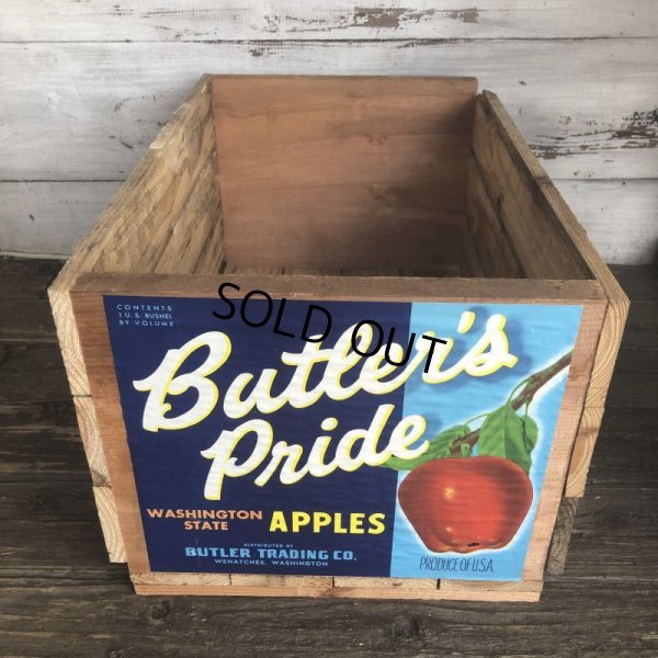 画像1: Vintage Wooden Fruits Crate Box Butler's Pride (T552)