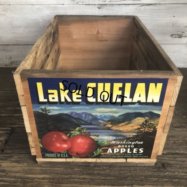 画像1: Vintage Wooden Fruits Crate Box Lake CHELAN (T554)