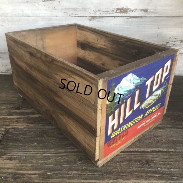 画像2: Vintage Wooden Fruits Crate Box HILL TOP (T545)